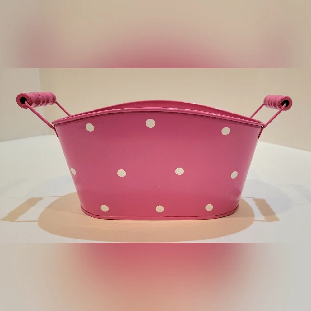 3 Piece Pink w/ White Polka-dots Chalkboard Tin Set